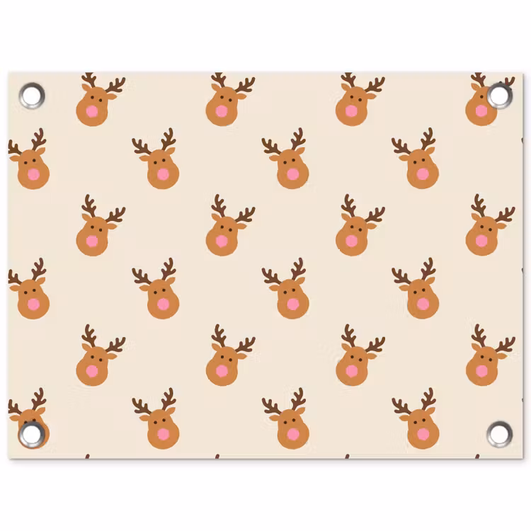 Gartenposter - Rentiere – Weihnachten – Creme – Rosa — 1