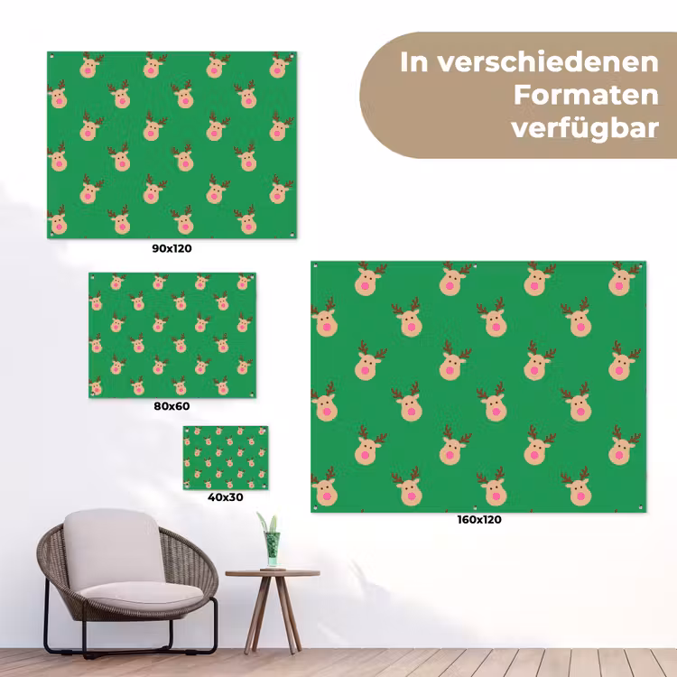 Gartenposter - Rentiere – Weihnachten – Neon – Grün — 6
