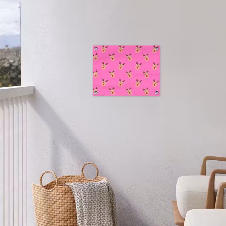 Gartenposter - Rentiere – Weihnachten – Neon – Rosa — 5