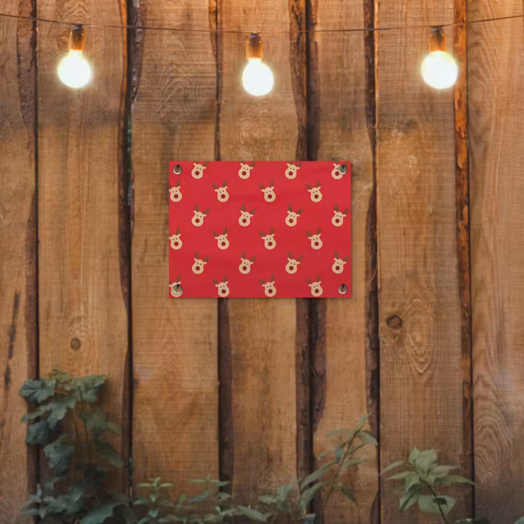 Gartenposter - Rentiere – Weihnachten – Rot — 2