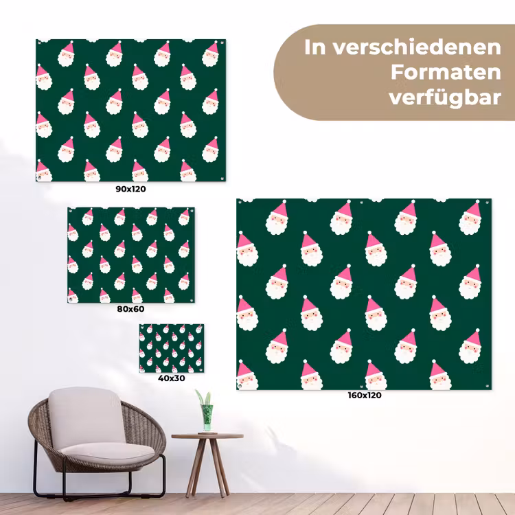Gartenposter - Weihnachtsmann – Weihnachten – Grün – Rosa — 6
