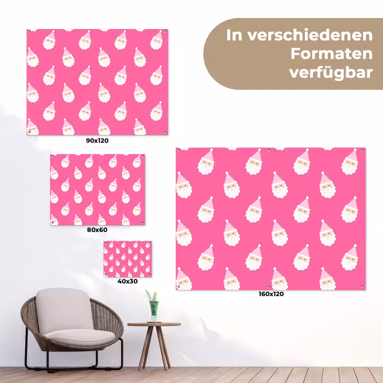 Gartenposter - Weihnachtsmann – Weihnachten – Neon – Rosa — 6