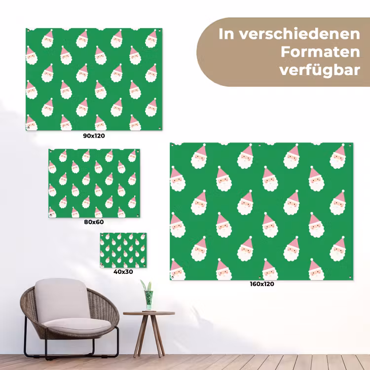 Gartenposter - Weihnachtsmann – Weihnachten – Rosa – Grün — 6