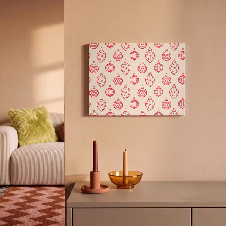 Akustikbild - Weihnachtskugel – Creme – Rot — 2