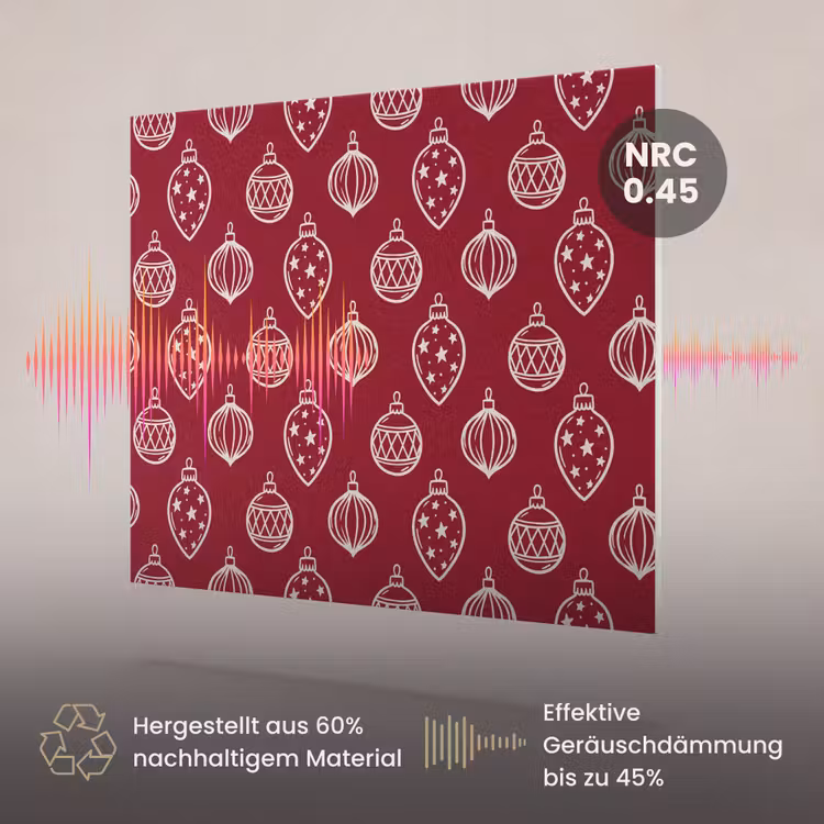 Akustikbild - Weihnachtskugel – Rot – Cremefarben — 3