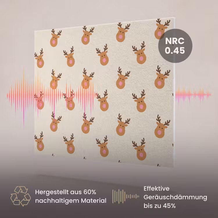Akustikbild - Rentiere – Weihnachten – Creme – Rosa — 3
