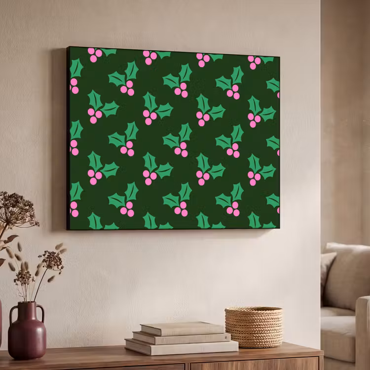 Art Frame - Stechpalme – Grün – Rosa – Weihnachten — 3