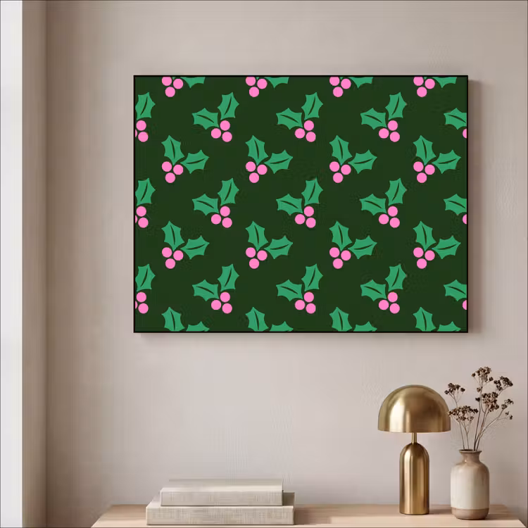 Art Frame - Stechpalme – Grün – Rosa – Weihnachten — 4
