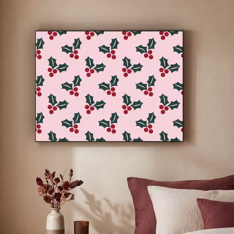 Art Frame - Weihnachten – Stechpalme – Grün – Rosa — 2
