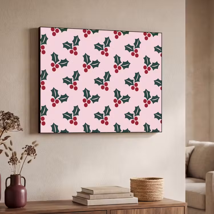 Art Frame - Weihnachten – Stechpalme – Grün – Rosa — 3