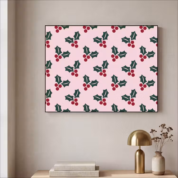Art Frame - Weihnachten – Stechpalme – Grün – Rosa — 4