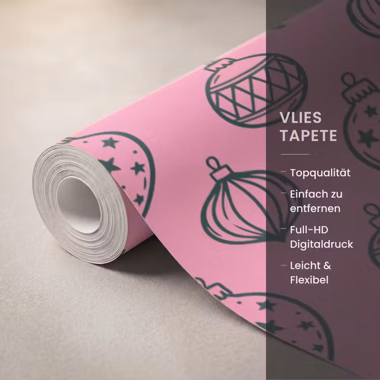 Tapete - Weihnachtskugel – Grün – Rosa — 3