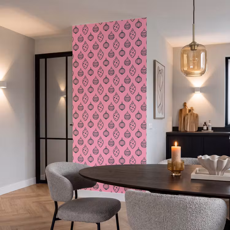 Tapete - Weihnachtskugel – Grün – Rosa — 5