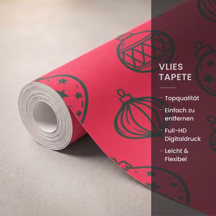 Tapete - Weihnachtskugel – Grün – Rot — 3