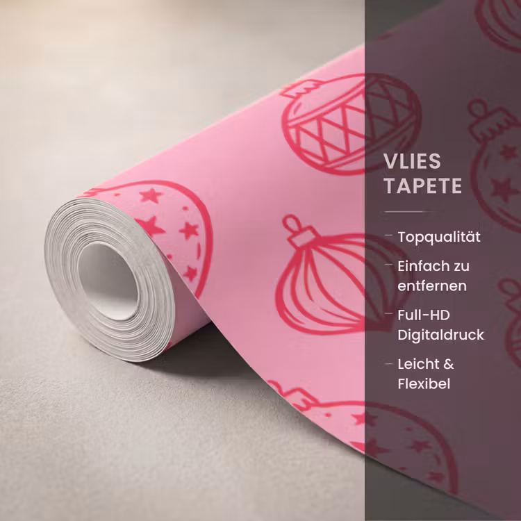 Tapete - Weihnachtskugel – Rosa – Rot — 3
