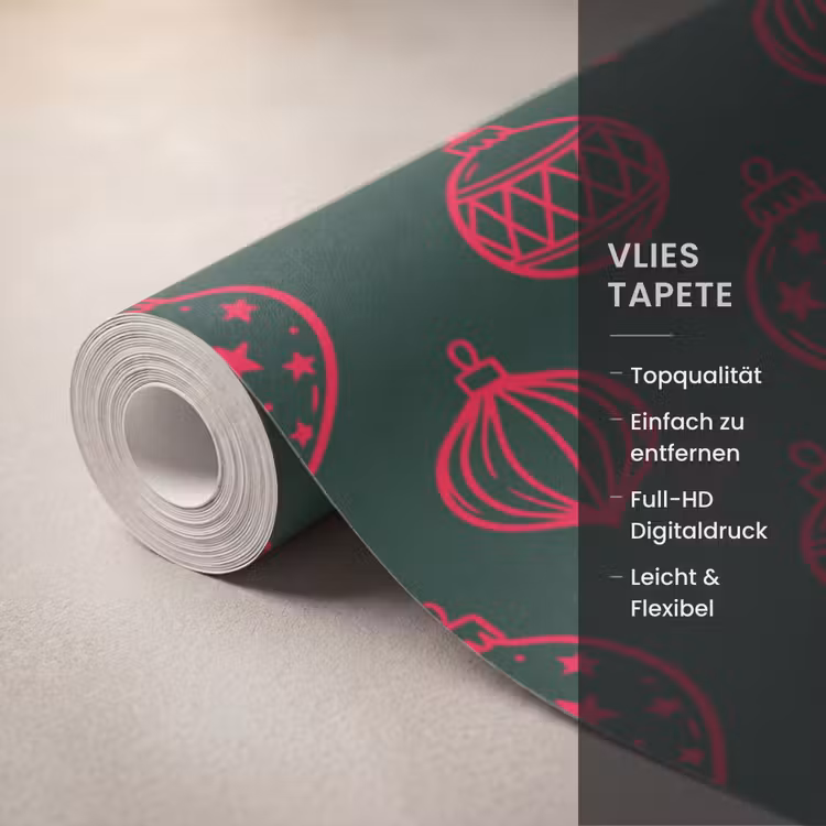 Tapete - Weihnachtskugel – Rot – Grün — 3