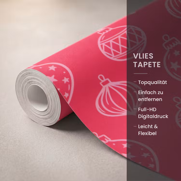 Tapete - Weihnachtskugel – Rot – Rosa — 3