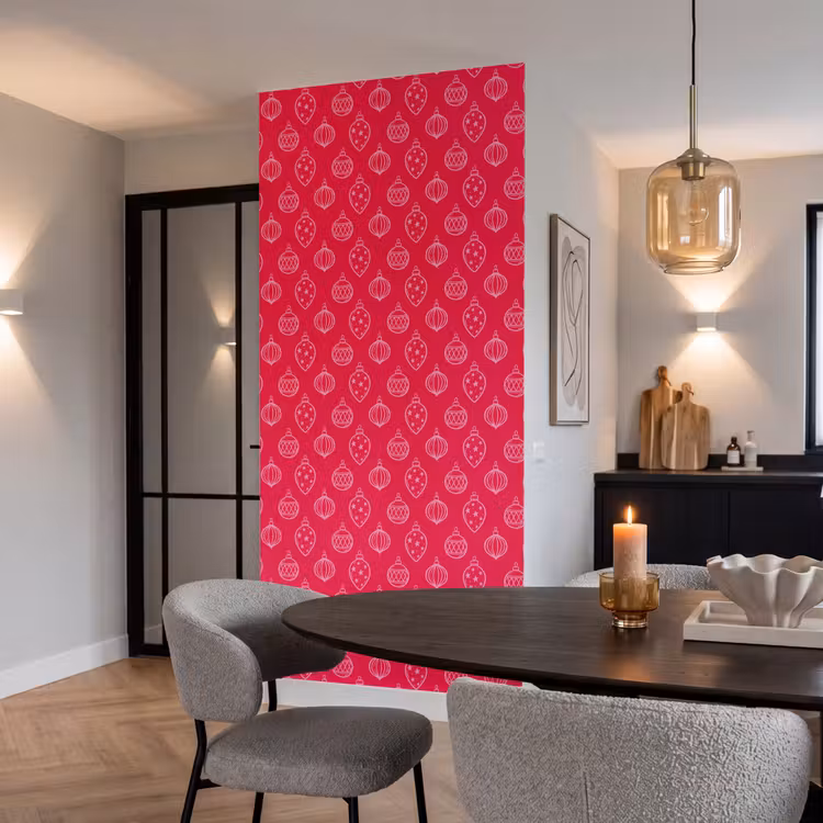 Tapete - Weihnachtskugel – Rot – Rosa — 5