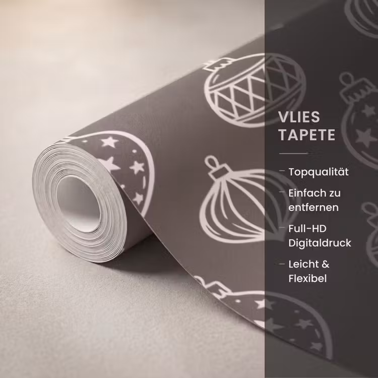 Tapete - Weihnachtskugel – Grau – Cremefarben — 3