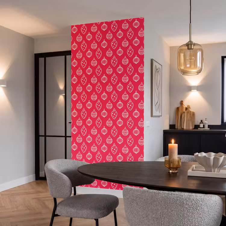Tapete - Weihnachtskugel – Rot – Weiß — 5