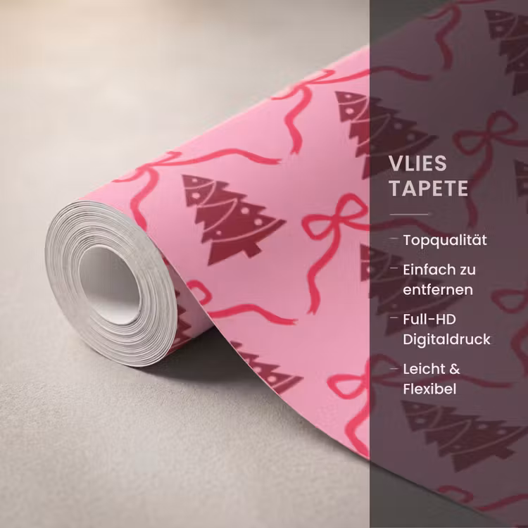 Tapete - Weihnachten – Rot – Rosa – Schleife — 3