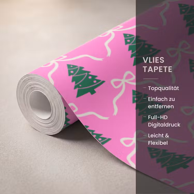 Tapete - Weihnachten – Rosa – Weiß – Schleife — 3