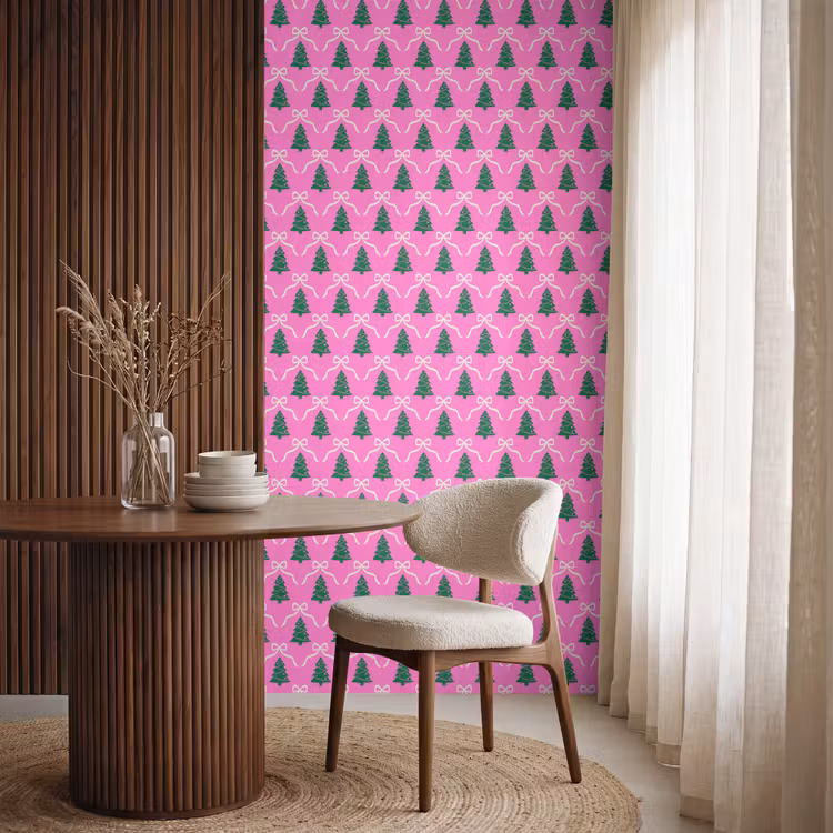 Tapete - Weihnachten – Rosa – Weiß – Schleife — 4