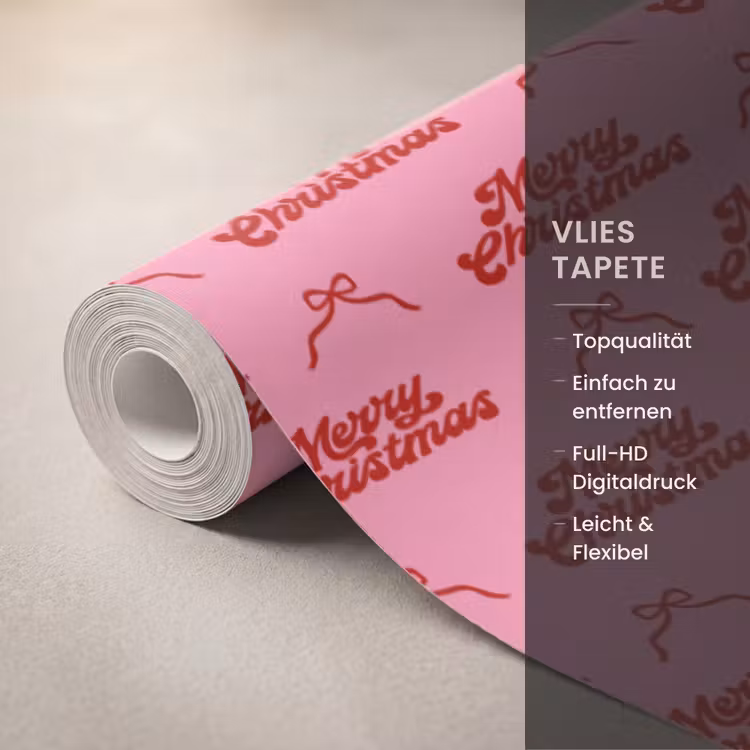 Tapete - Text – Schleife – Rot – Rosa — 3