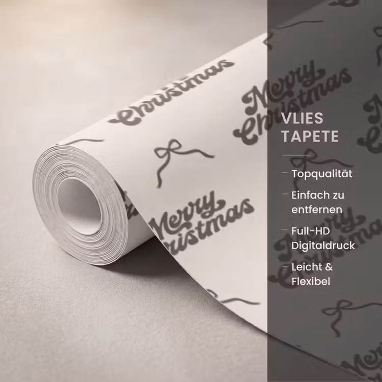 Tapete - Text – Braun – Creme – Schleife — 3