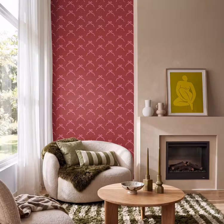 Tapete - Schleife – Weihnachten – Rot – Rosa — 1