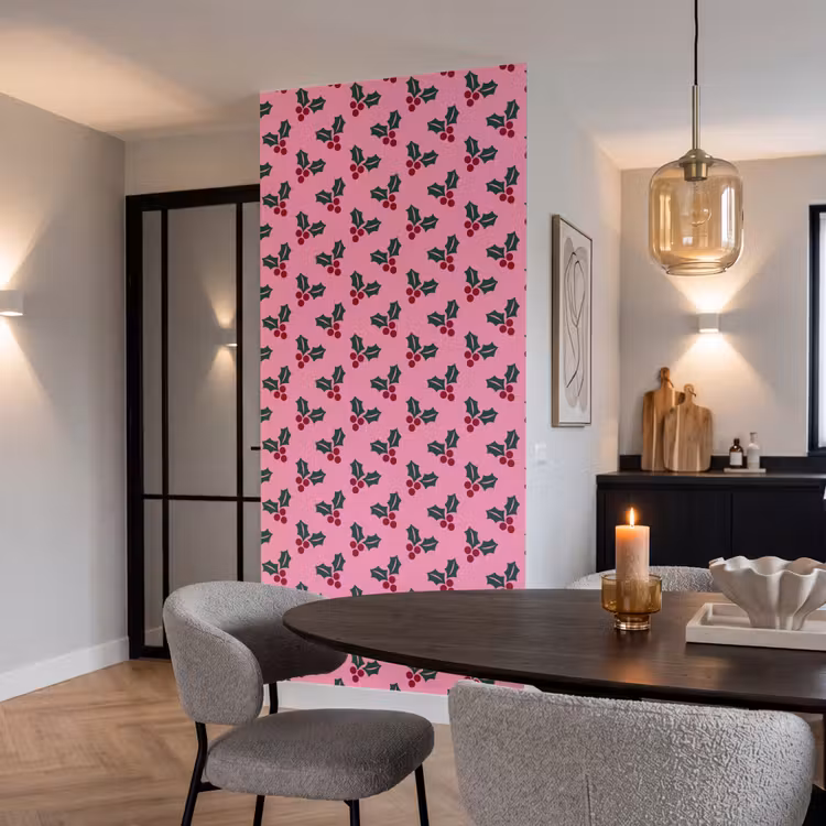 Tapete - Rosa – Weihnachten – Stechpalme — 5