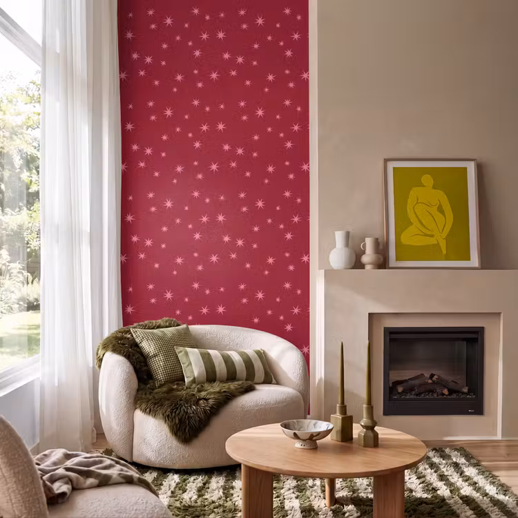 Tapete - Stern – Rosa – Weihnachten – Rot — 1