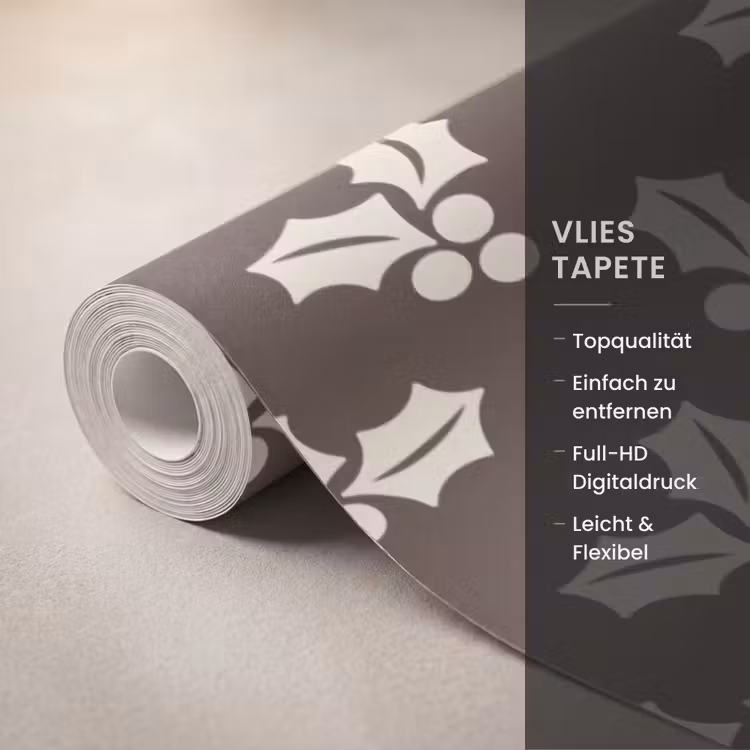 Tapete - Stechpalme – Braun – Weihnachten — 3