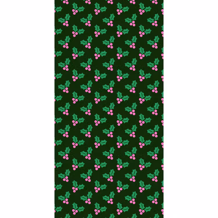 Tapete - Stechpalme – Grün – Rosa – Weihnachten — 2