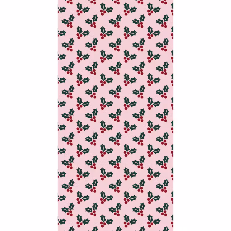 Tapete - Weihnachten – Stechpalme – Grün – Rosa — 2