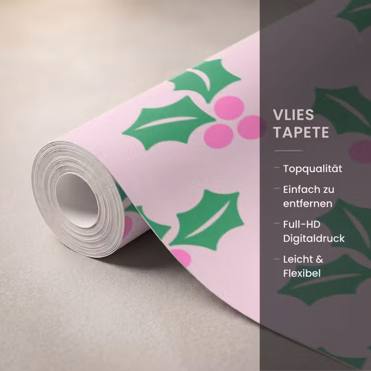Tapete - Weihnachten – Stechpalme – Rosa — 3