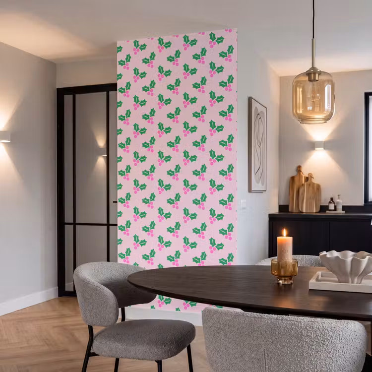 Tapete - Weihnachten – Stechpalme – Rosa — 5