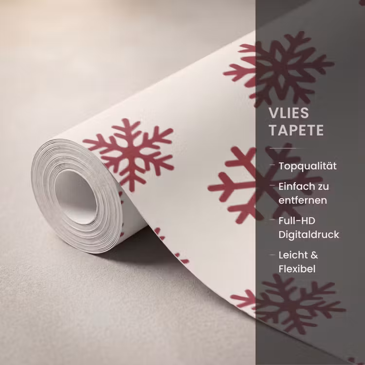 Tapete - Schneeflocke – Creme – Rot — 3