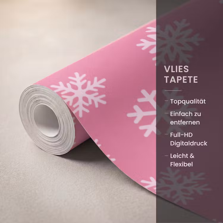 Tapete - Schneeflocke – Weihnachten – Rosa — 3
