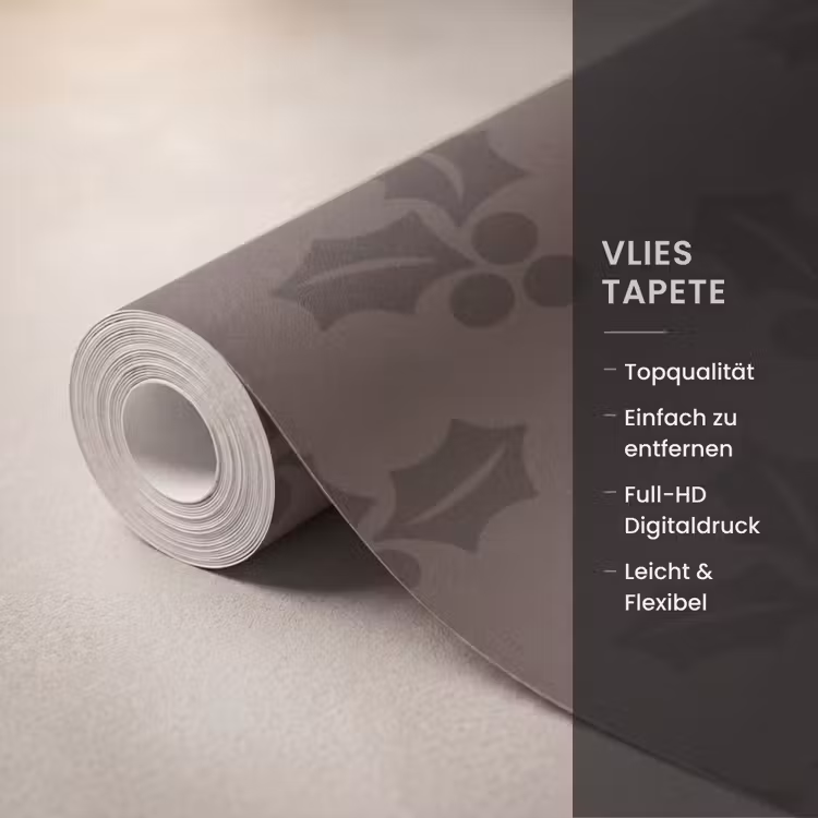 Tapete - Stechpalme – Weihnachten – Braun — 3