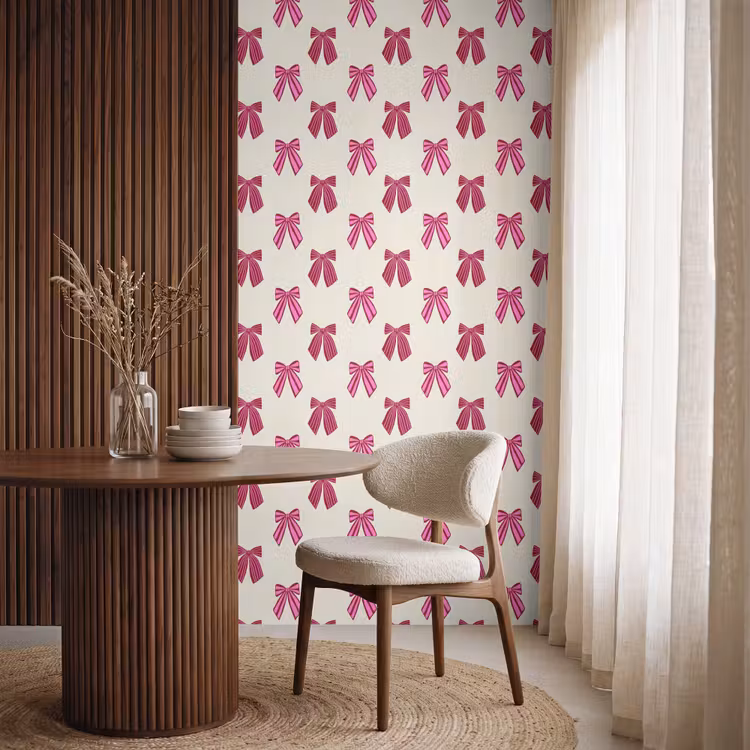 Tapete - Schleifen – Weihnachten – Rosa – Cremefarben — 4