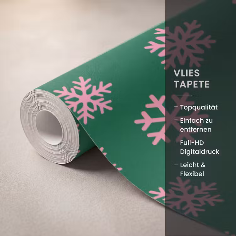 Tapete - Schneeflocke – Grün – Rosa – Weihnachten — 3