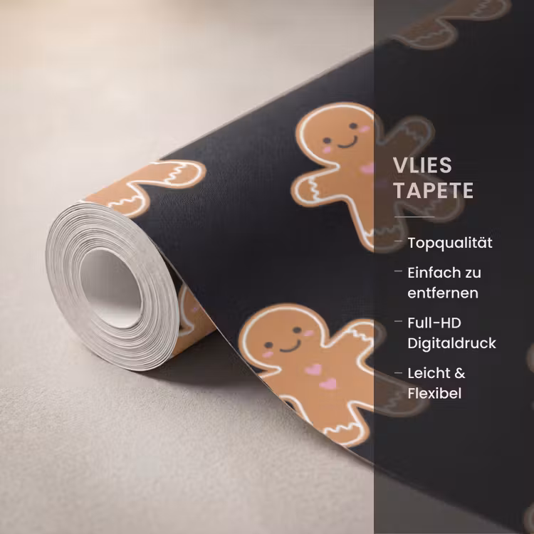 Tapete - Lebkuchen – Weihnachten – Schwarz — 3