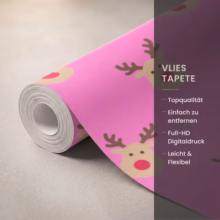 Tapete - Rentiere – Weihnachten – Neon – Rosa — 3