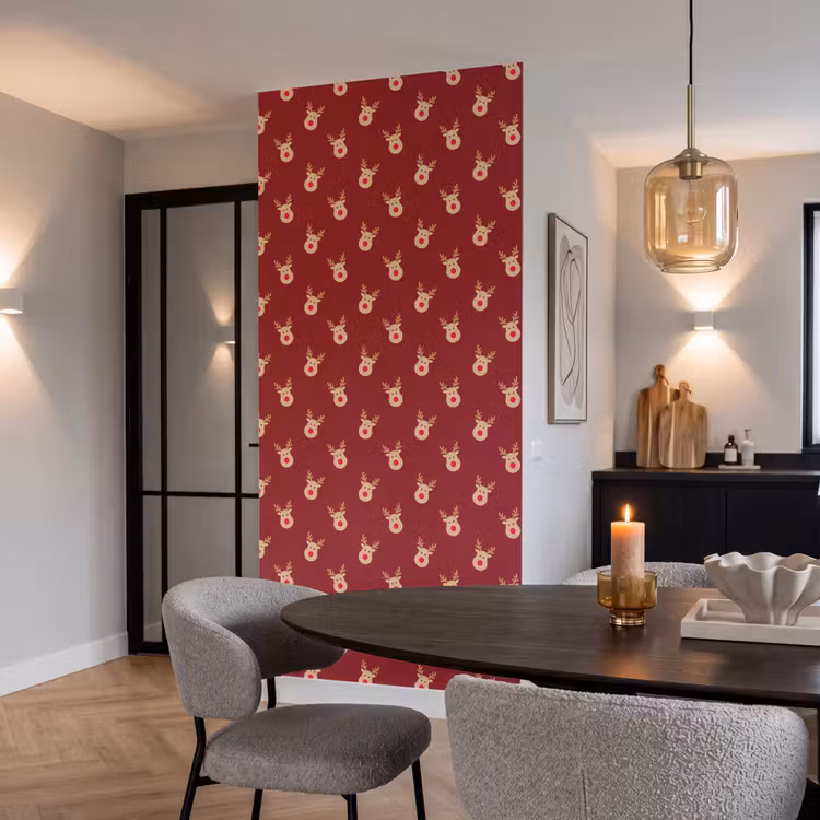 Tapete - Rentiere – Weihnachten – Rot – Braun — 5