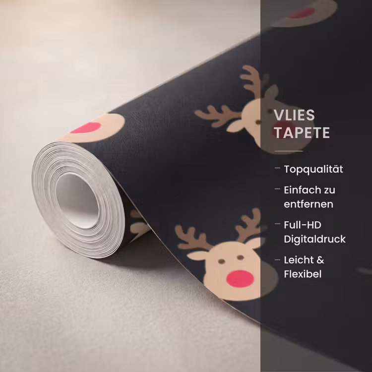 Tapete - Rentiere – Weihnachten – Schwarz — 3
