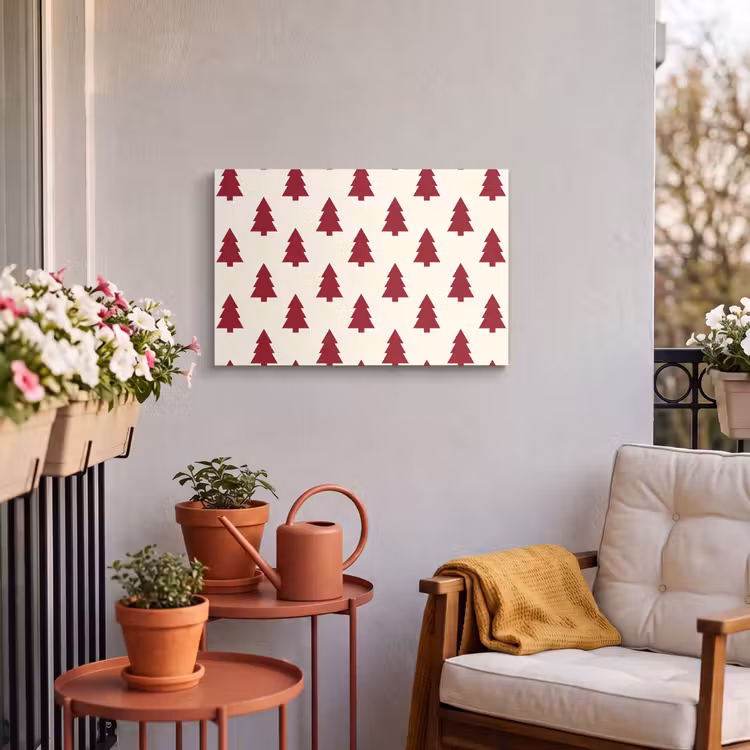 Outdoor Leinwand - Weihnachtsbaum – Creme – Rot — 3
