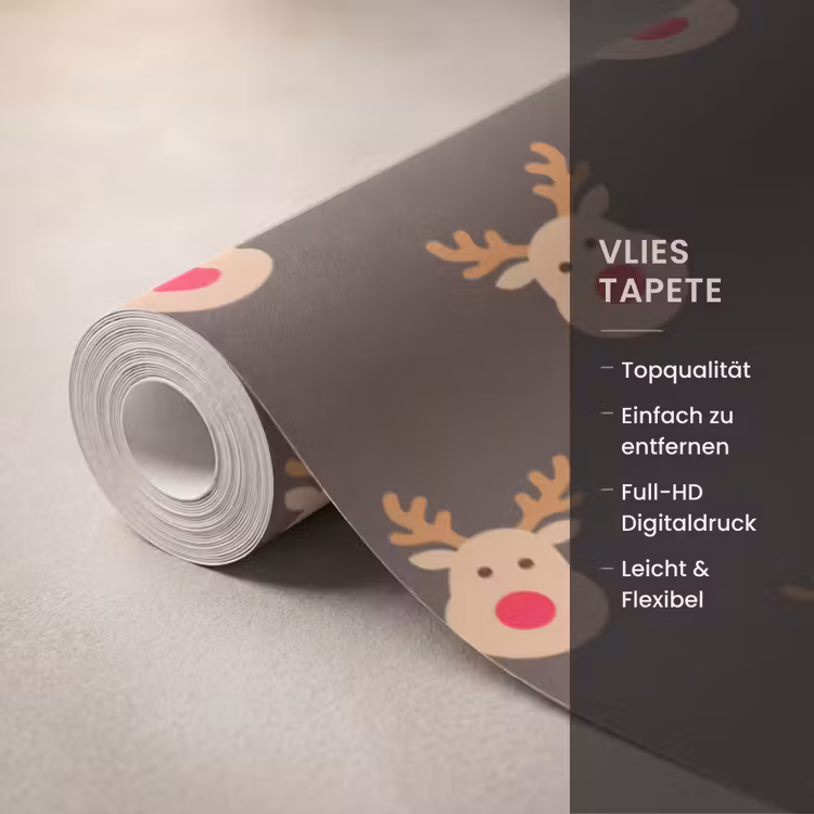Tapete - Weihnachten – Rentiere – Braun — 3