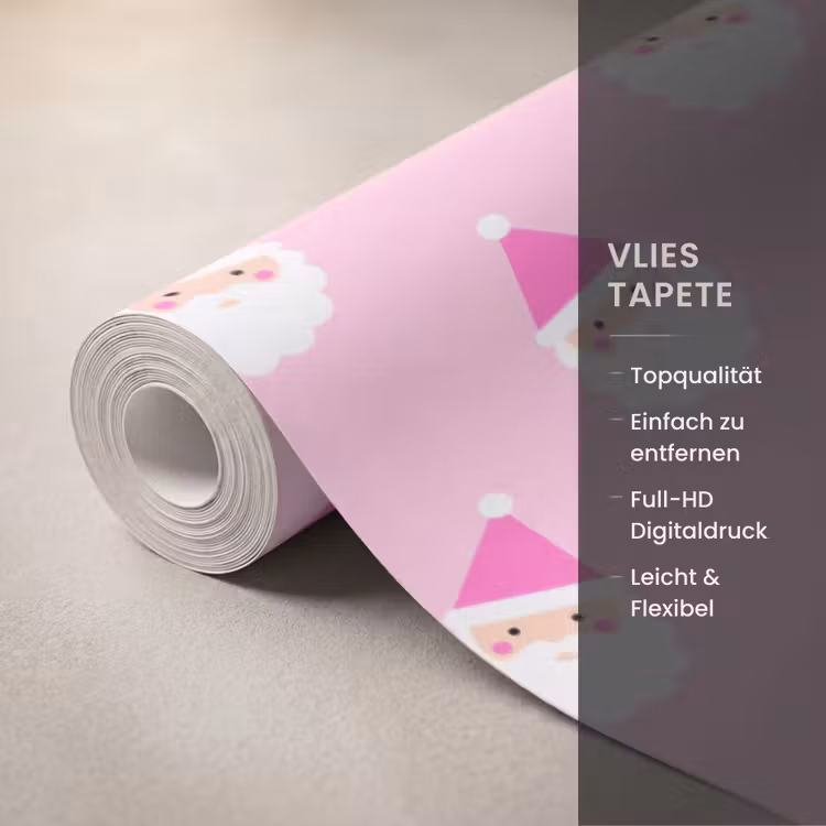 Tapete - Weihnachtsmann – Weihnachten – Rosa – Pastell — 3