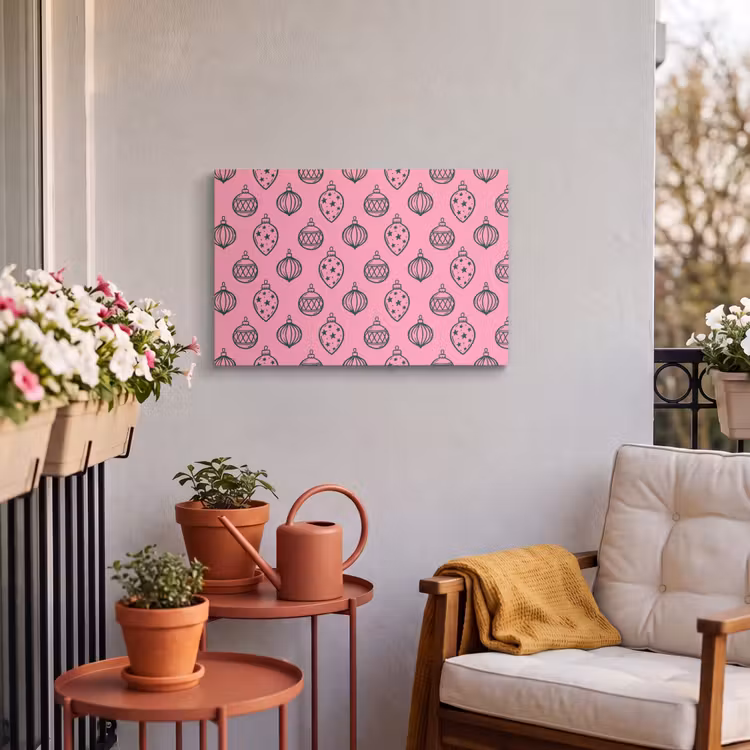 Outdoor Leinwand - Weihnachtskugel – Grün – Rosa — 3